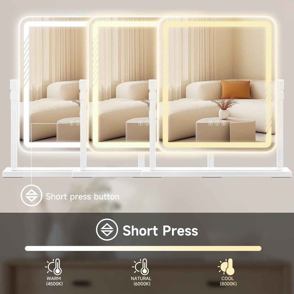 Kcavvi Vanity Mirror With Lights, Height-Adjustable & 360° Rotation, 1/10X - Picture 4 of 17